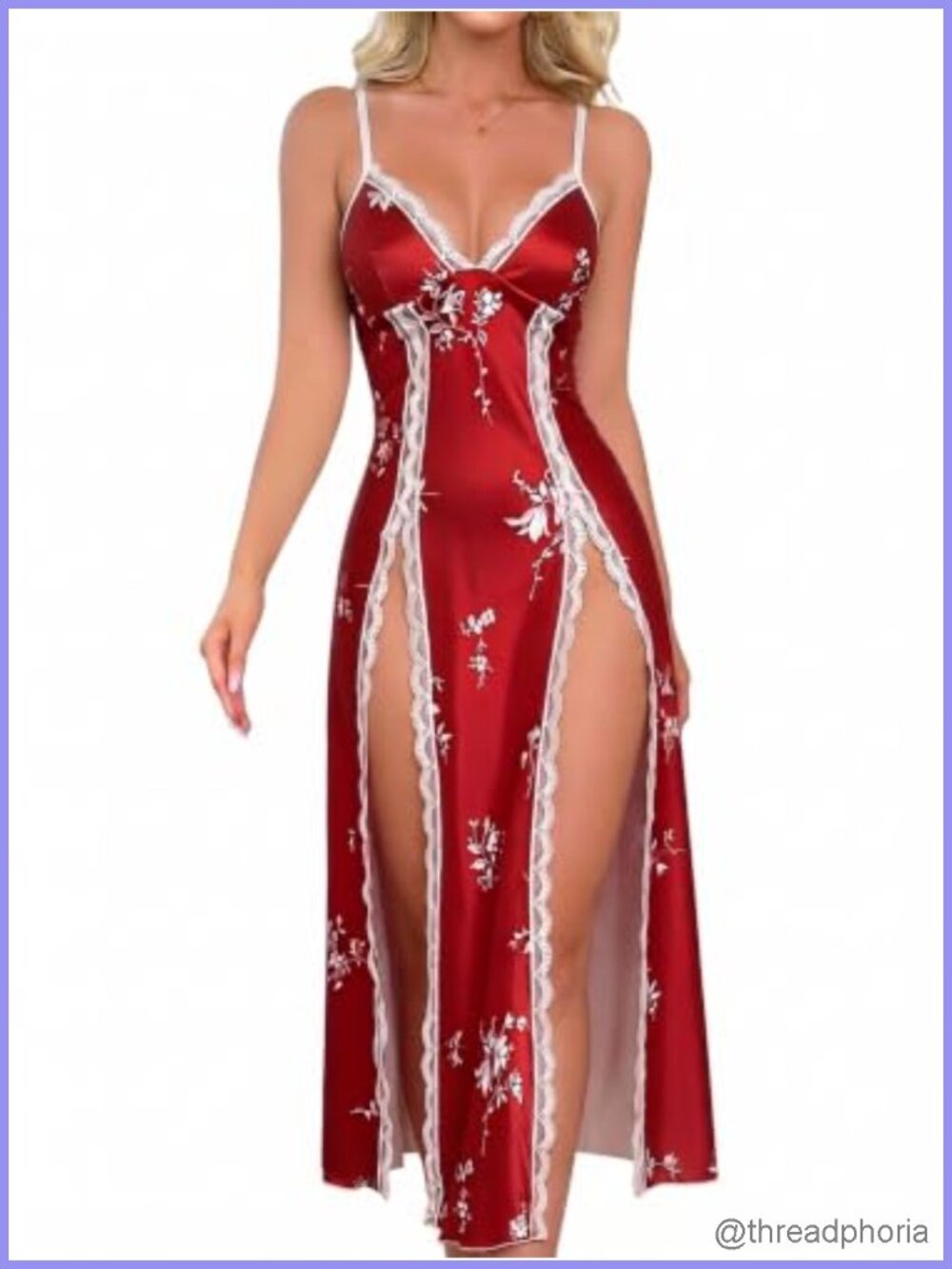 Women's Floral Lace Long Nightgown Chemise Babydoll Lingerie Slip